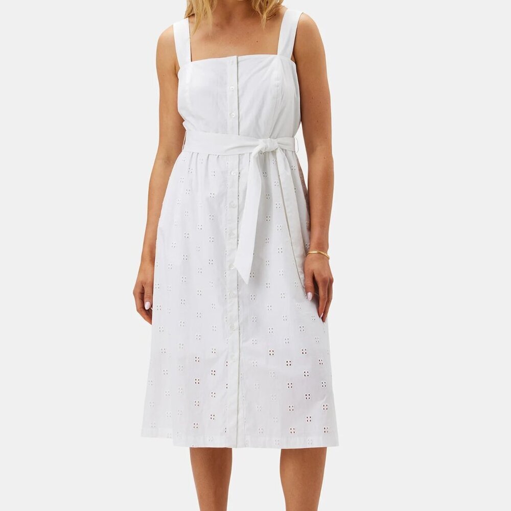NWT Amour Vert White‎ Irene Organic Cotton Eyelet Dress Size XL